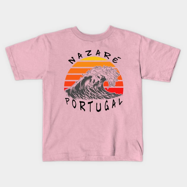 nazaré big wave Portugal Kids T-Shirt by arteonline20